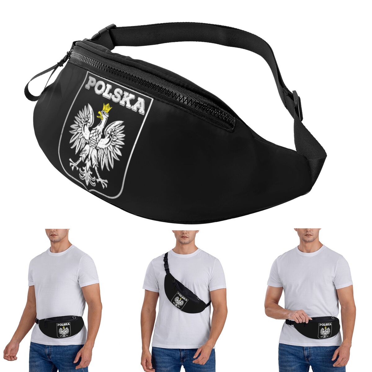 Running Gear Bag For Men - Torba biodrowa crossbody z logo Polski,